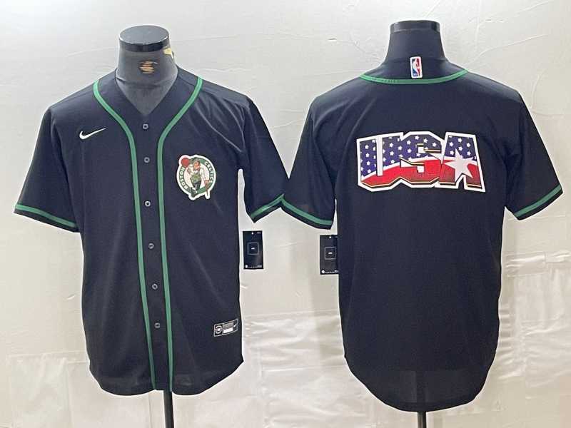 Men%27s Boston Celtics Black With Patch Cool Base Stitched Baseball Jerseys->brooklyn nets->NBA Jersey